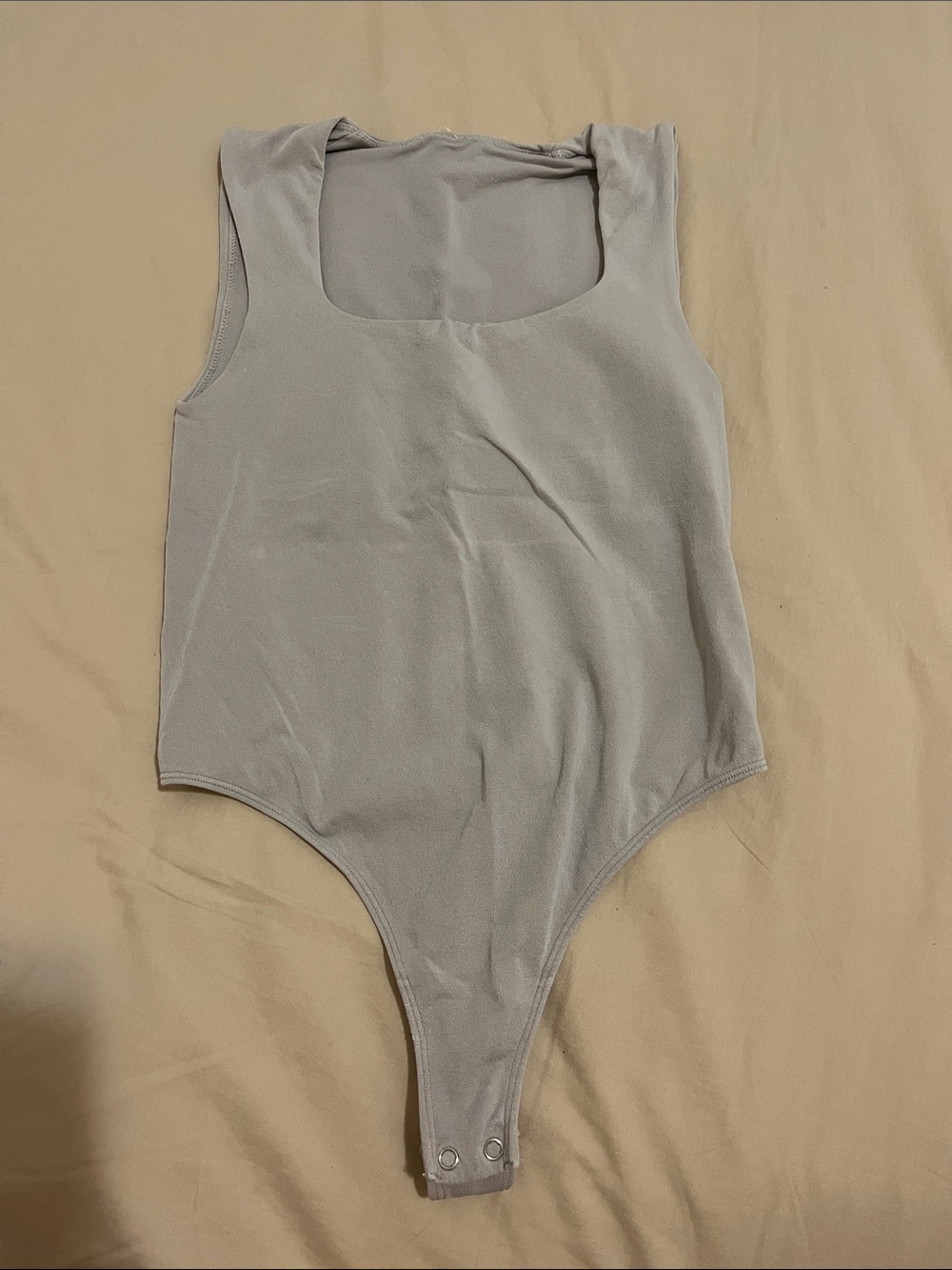 Free People Light Gray Square Neck Bodysuit
